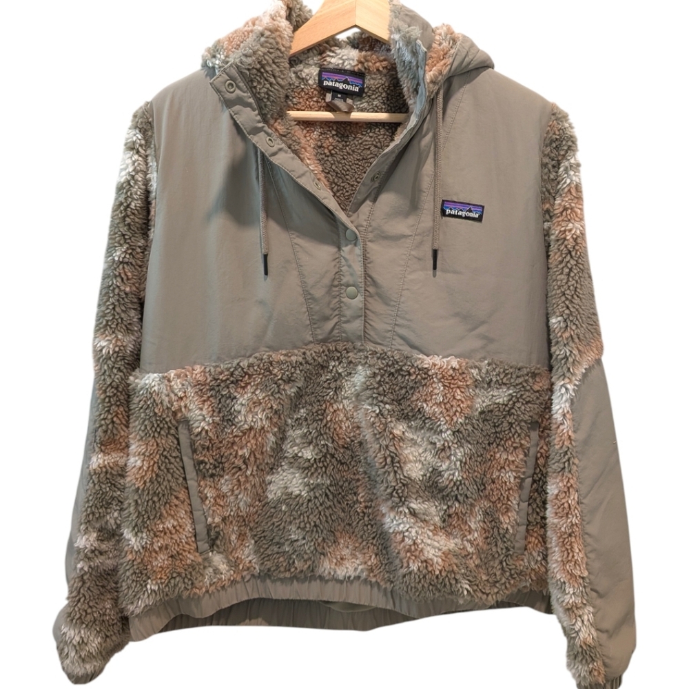 Patagonia Women's Shelled Retro-X Pullover M Tan Fleece Hoodie Outdoor Sherpa - Picture 1 of 8